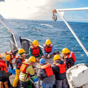 Young students aboard marine research vessel